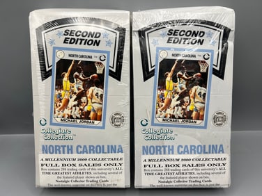 Lot of (2) 1990 North Carolina Collegiate Collection Second Edition Factory Sealed Wax Boxes