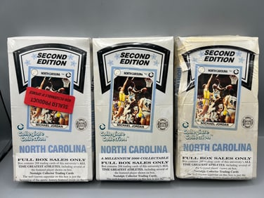 Lot of (3) 1990 North Carolina Collegiate Collection Second Edition Factory Sealed Wax Boxes