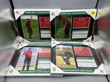 2002 Upper Deck Authenticated Tiger Woods Golf Slam Collection Complete Sealed Plaque Set