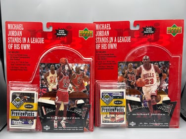 Lot of (2) 1998 Upper Deck Michael Jordan Stands In A League Of His Own Commemorative Set - Bubbles