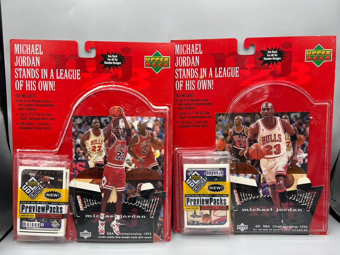 Lot of (2) 1998 Upper Deck Michael Jordan Stands In A League Of His Own Commemorative Set - Bubbles (1 of 3)