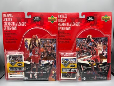 Lot of (2) 1998 Upper Deck Michael Jordan Stands In A League Of His Own Commemorative Set - Bubbles