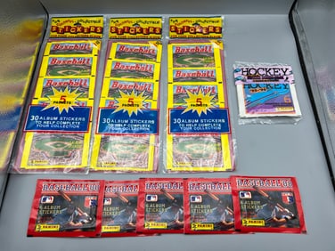 Lot of Assorted Vintage Baseball & Hockey Factory Sealed Sticker Packs