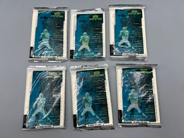 Lot of (6) 2000 Upper Deck MVP Football Factory Sealed Hobby Packs - Most packs appear to have cards