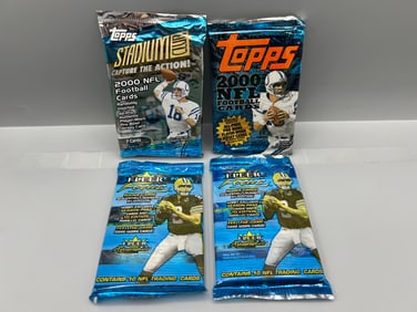 Lot of (4) 2000 Topps Stadium Club, Topps, & Fleer Focus Football Factory Sealed Hobby Packs - packs
