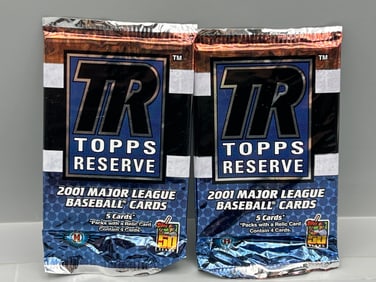 Lot of (2) 2001 Topps Reserve Baseball Factory Sealed Hobby Packs - Possible Ichiro Suzuki RC &