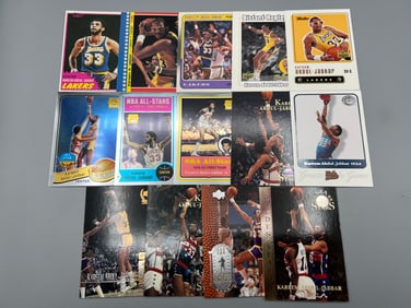 Lot of (14) Kareem Abdul Jabbar Basketball Cards - Varying Conditions