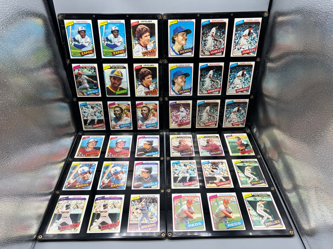 Lot of (4) Acetate Case W/ 1980 Topps Baseball Star Player Cards - Varying Conditions - Johnny (1 of 2)