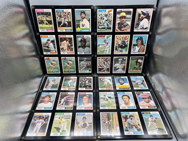 Lot of (4) Acetate Case W/ 1970s & 80s Baseball Star Player Cards - Varying Conditions - Thurman