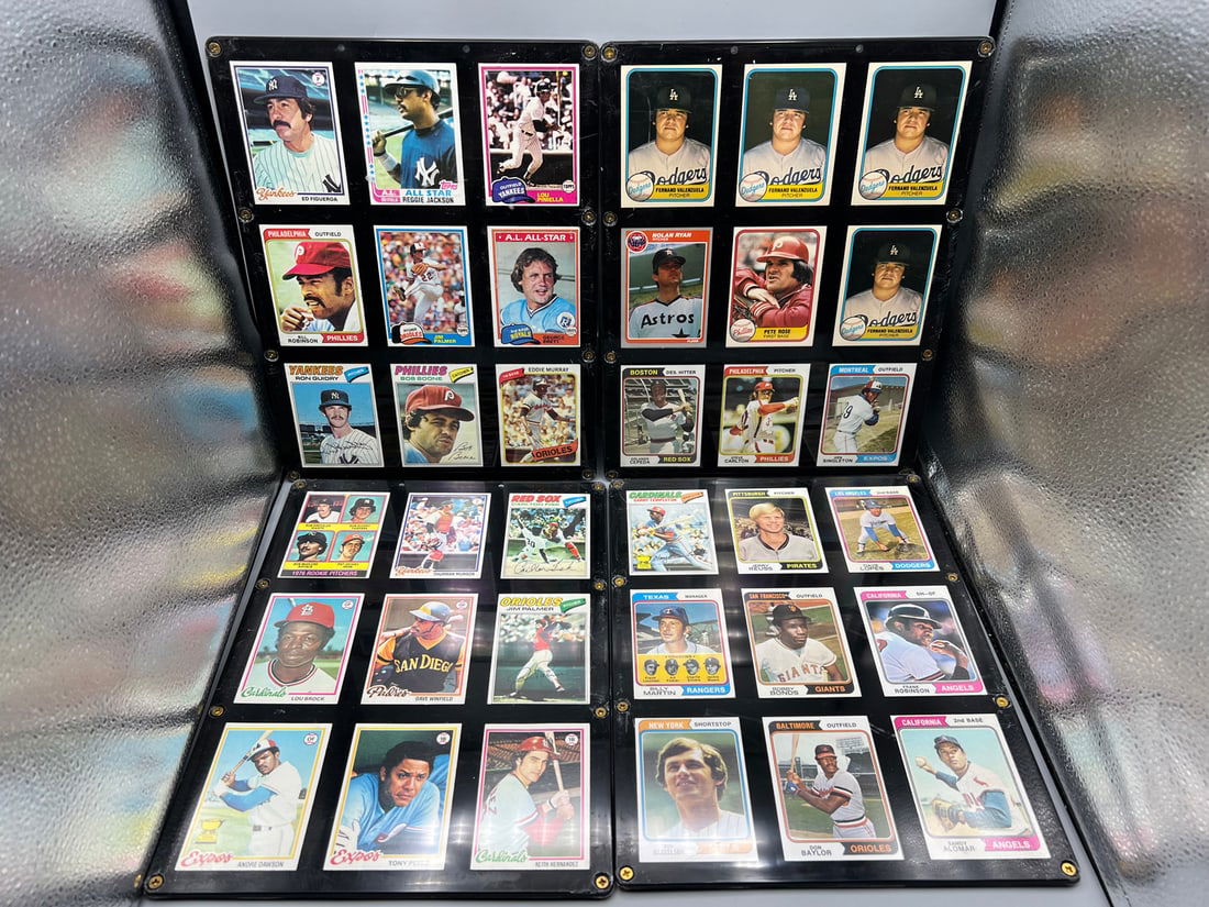 Lot of (4) Acetate Case W/ 1970s & 80s Baseball Star Player Cards W/ Many RCs - Varying Conditions - (1 of 2)