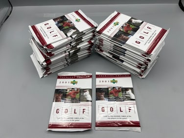 Lot of (48) 2001 Upper Deck Golf Factory Sealed Retail Packs -  Possible Tiger Woods RCs and autos -