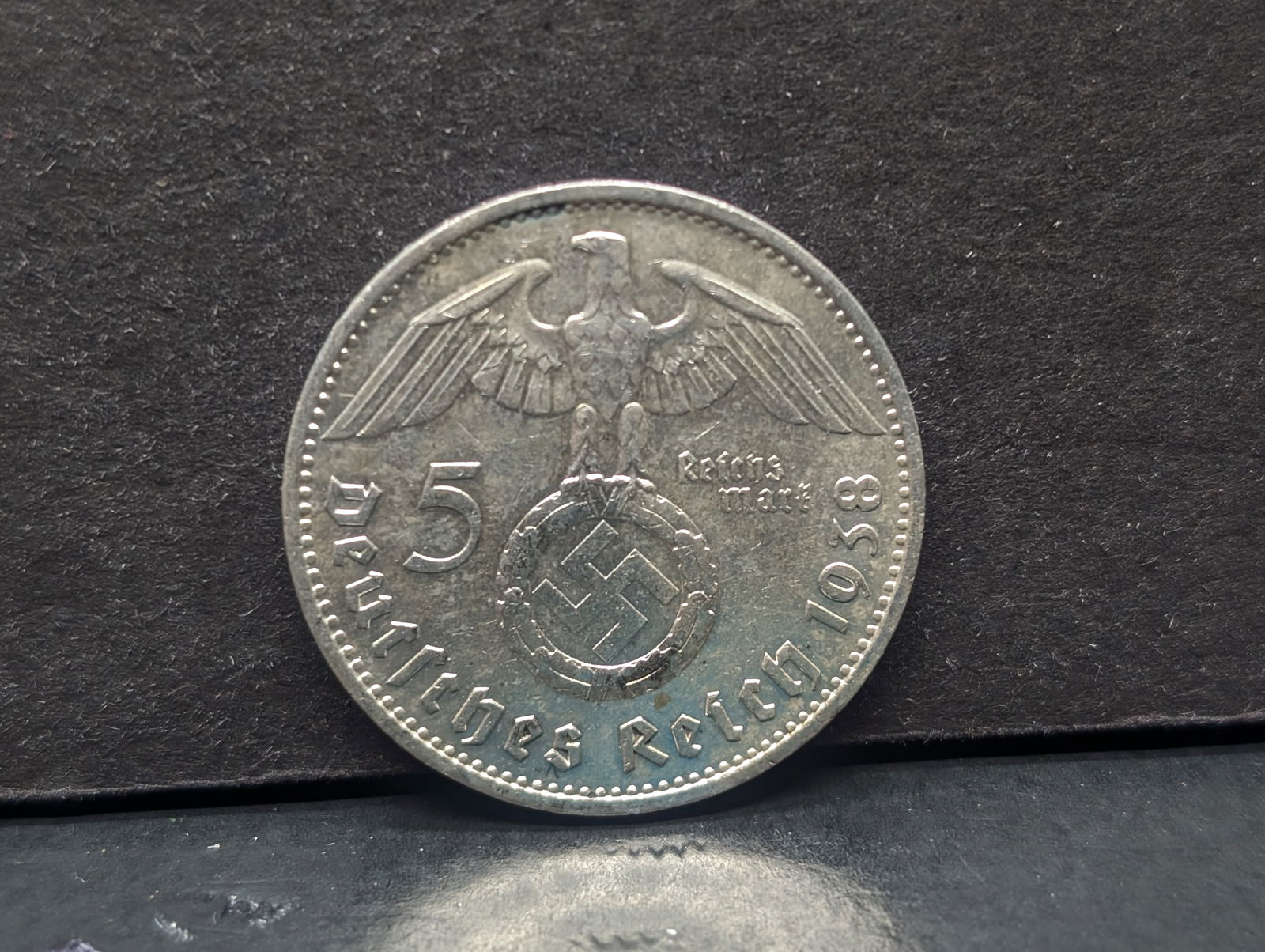 1938 German 5 Reichsmark Silver UNC High Grade,  90% Silver (1 of 2)