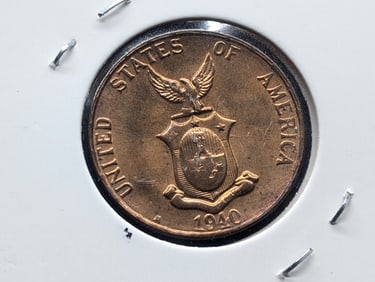 1940-M Philippines 1 Centavos Large Cent UNC
