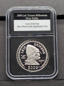 2000-P PROOF Leif Ericson Millennium Commemorative Silver Dollar - PCS Stamps & Coins GUARANTEED