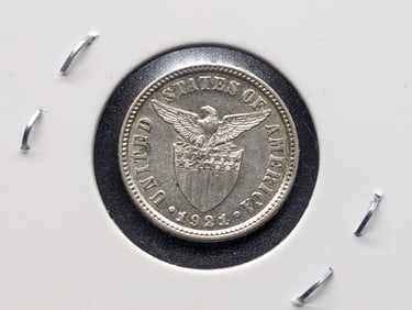 1921 Philippines 10 Centavos Silver UNC., 75% Silver