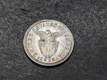 1918-S Philippines 10 Centavos Silver MS64+ UNC., 75% Silver