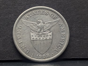1908(S) Philippines US Commonwealth Peso UNC., 80% Silver