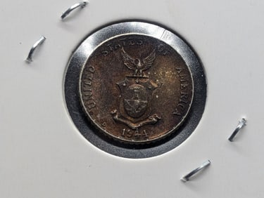1944-D Philippines 10 Centavos Silver INC With Toning, 75% Silver