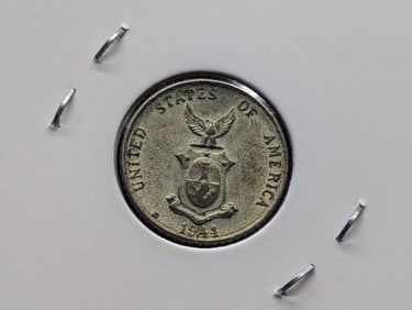 1944(D) Philippines 10 Centavos Silver UNC, 75% Silver