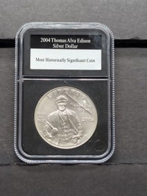 2004-P UNC Thomas Alva Edison Commemorative 90% Silver Dollar - PCS Stamps & Coins GUARANTEED