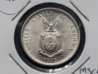 1945(S) Philippines Silver 50 Centavos BU/MS 75% Silver