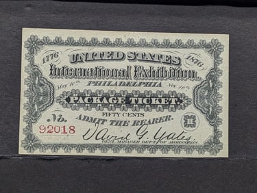 1876 International Exhibition Package Ticket