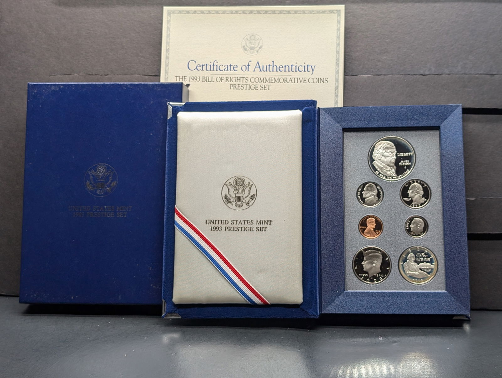 1993-S U.S. Mint Prestige Set in OGP w/ COA - Bill of Rights , Two 90% Silver Coins 90 One Silver (1 of 5)