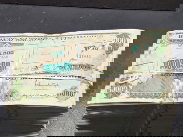 1967 CRISP UNC Bank of Mozambique 1000 Escudos - Brick of 1000 Currency Notes - Bank Wrapped