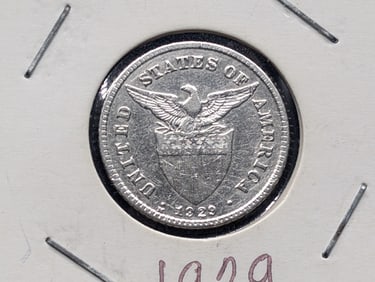 1929-M Philippines 20 Centavos Silver, 75% Silver