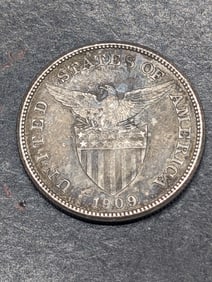1909(S) Philippines US Commonwealth Silver Peso UNC 75% Silver