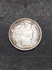 **AU** 1909 Barber Silver Dime