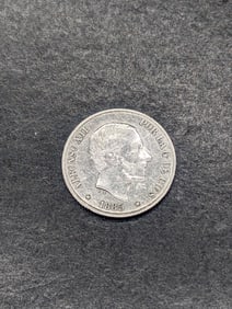 1885 Philippines Silver 10 Centavos Alfonso Au, 83.5 % Silver