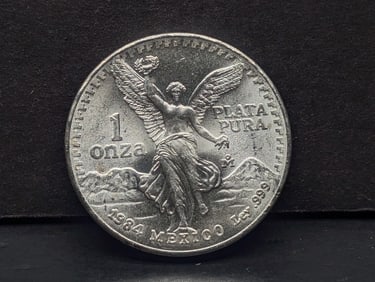 1984 Mexican Silver Libertad Round. One Troy Ounce Silver.999 Fine