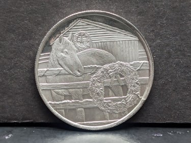 2011 - 1 Oz. .999 FINE SILVER Horse in a Pasture Designed Round