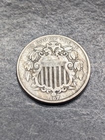 **VF+** 1867 w/ Rays Shield Nickel