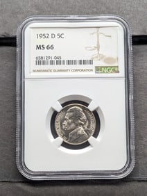 1952-D Jefferson Nickel - NGC MS66