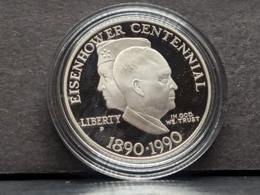 1990-P PROOF Eisenhower Centennial Commemorative Silver Dollar in Capsule
