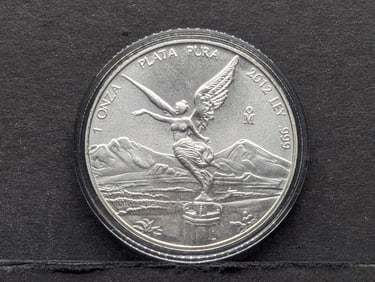 2012 Mexican Silver Libertad Round. One Troy Ounce Silver.999 Fine