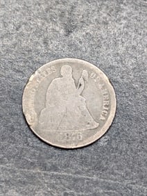1876 w/ Stars Seated Liberty Dime - Love Token **VG DETAILS**
