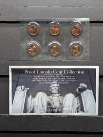 Last 3 Lincoln Wheat Cents & First 3 Lincoln Memorial Cents Collection in Gem Proof Condition