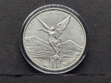 2020 Mexican Silver Libertad Round. One Troy Ounce Silver.999 Fine