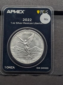 2022 Mexican Silver Libertad Round. One Troy Ounce Silver.999 Fine