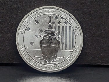2015-P Australia Silver Coin. 1/2 oz .999 Silver. Battle Of The Coral Sea.