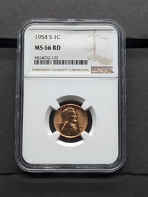 1954-S Lincoln Wheat Cent - NGC MS66 RD