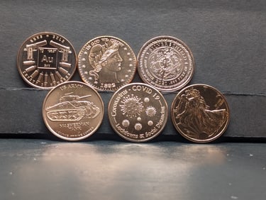 1 Oz. Each .999 FINE COPPER Various Designed Rounds (6 PCS)