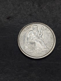 1876 w/ Legend Seated Liberty Dime **AU/BU**