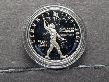2006-P PROOF Benjamin Franklin Scientist Commemorative Silver Dollar in Capsule