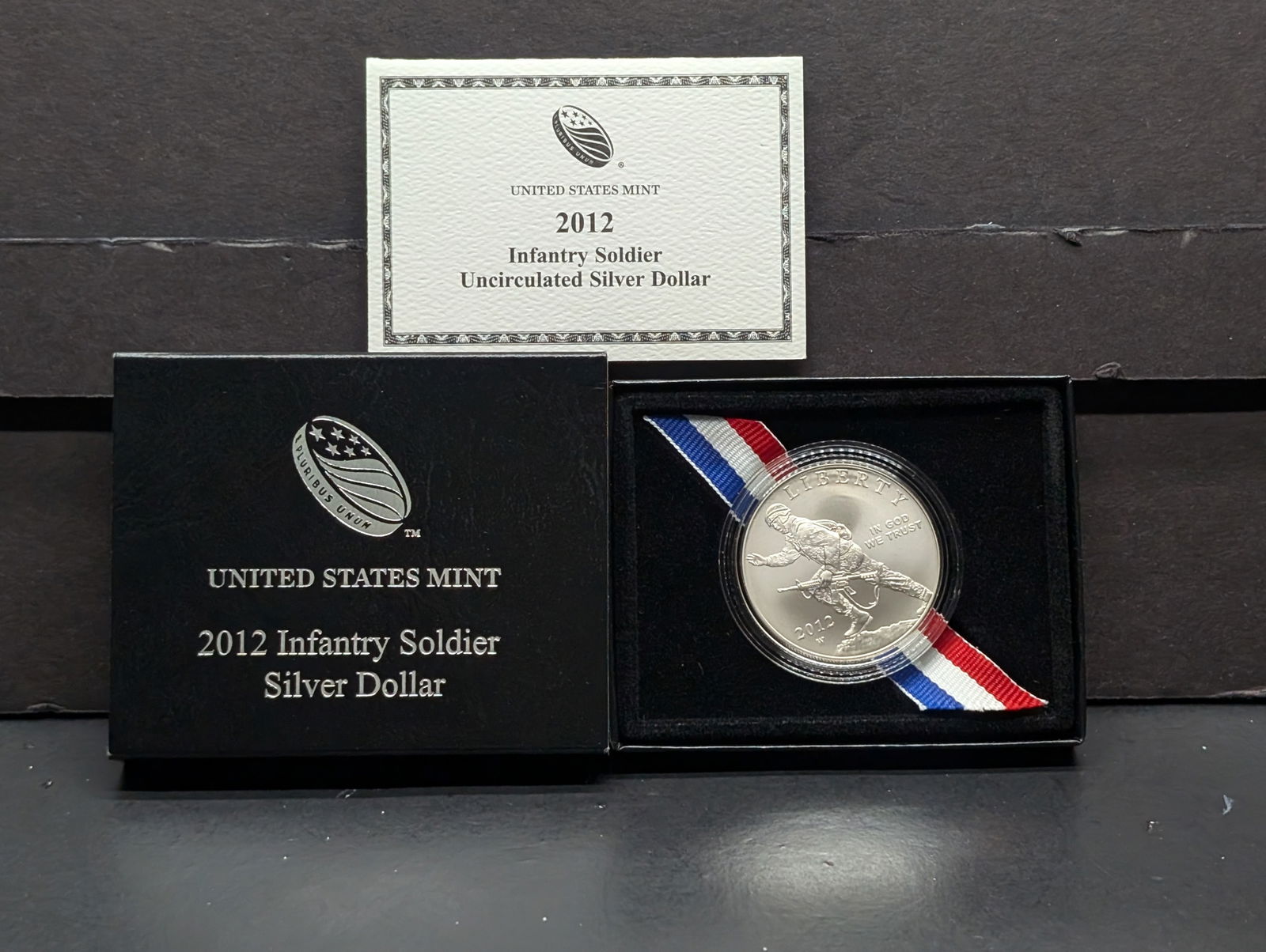 2012-W UNC Infantry Soldier Commemorative Silver Dollar in OGP w/ COA (1 of 4)