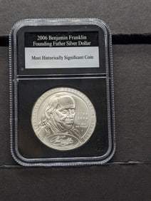 2006-P UNC Benjamin Franklin - Founding Father Commemorative Silver Dollar - PCS Stamps & Coins
