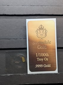 1/100th Troy Oz. .9999 PURE GOLD Scottsdale Designed Miniature Art Bar